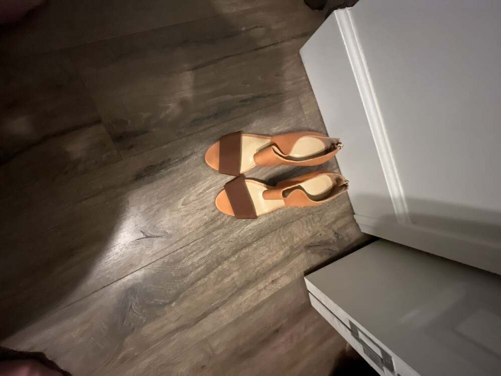 J.Crew Tan Leather High Heel Zip Back Open Toe Sandals